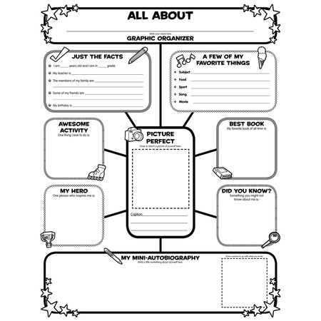 SCHOLASTIC Graphic Organizer Poster, All-About-Me Web, Grades 3-6, Set of 30 9780545015370